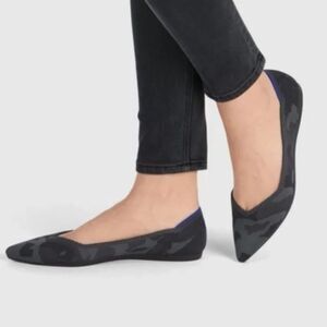 Rothy's THE POINT Black Gray Camo Pointed Flat Shoes, Size 7